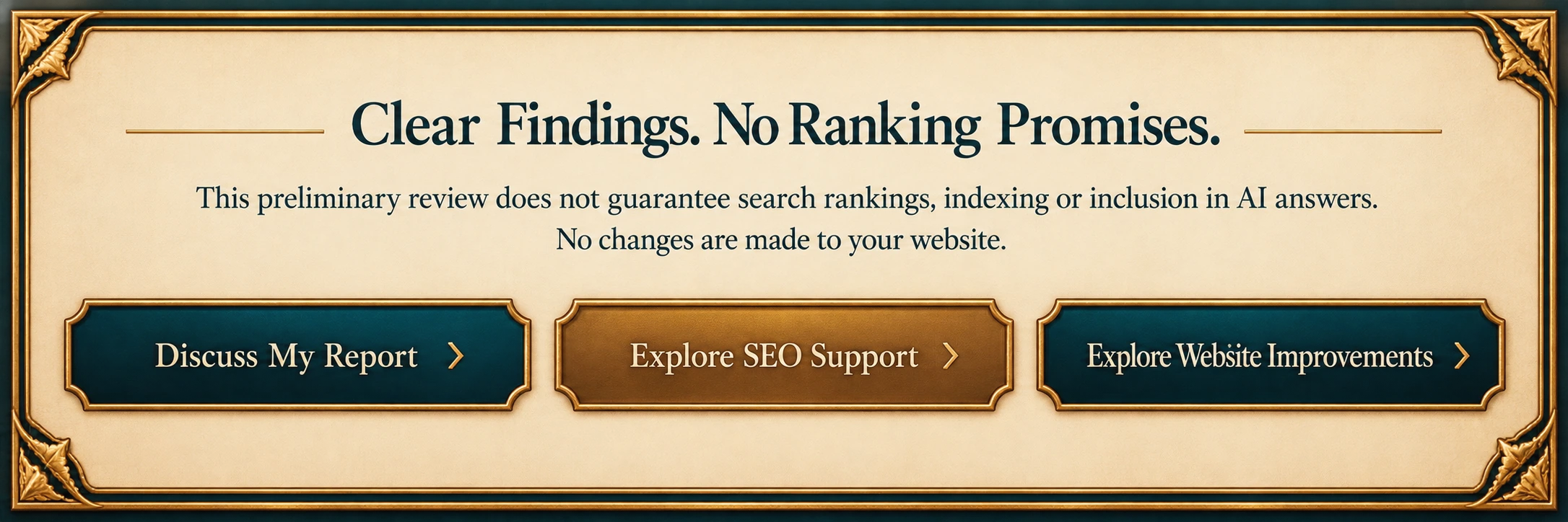 Clear Findings No Ranking Promises