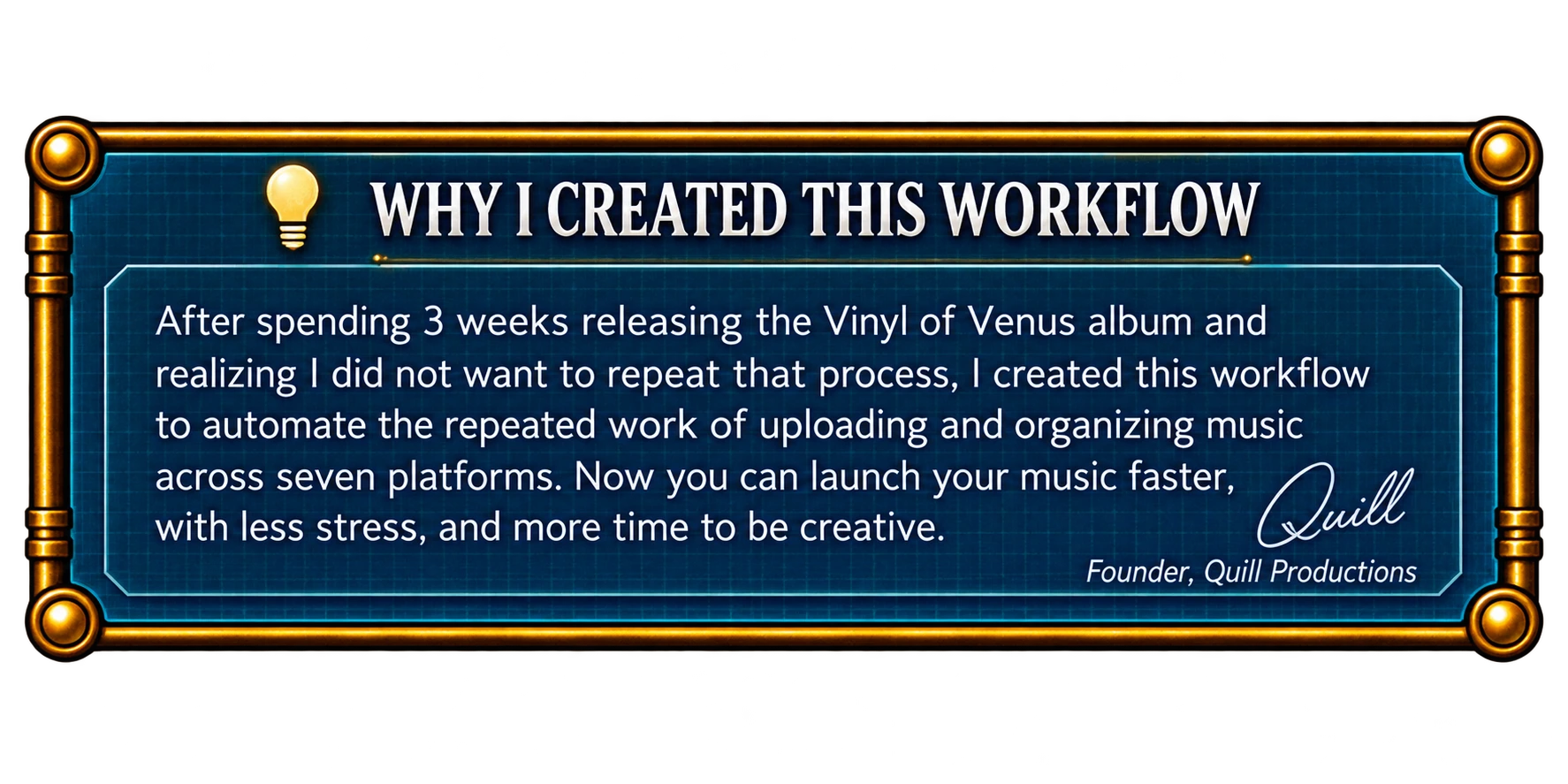 Music Streamline, why this workflow was created.