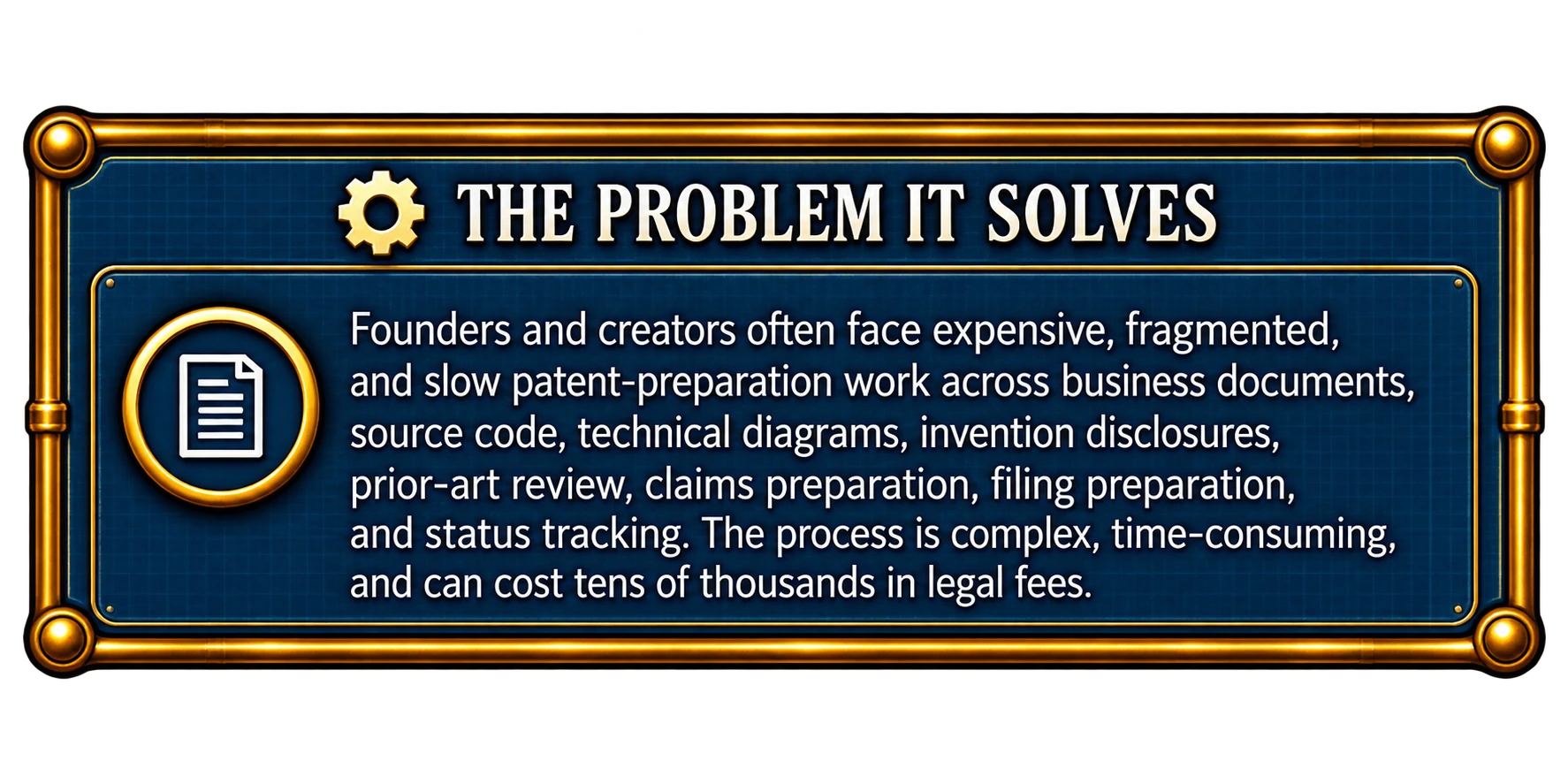 Patent Filing Agent, the problem it solves.