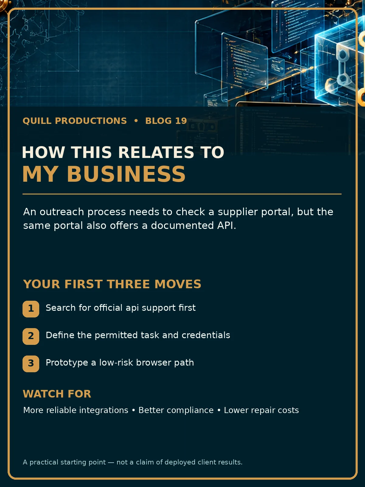 Business impact flyer for Browser Agents vs APIs: Choose the Reliable Path