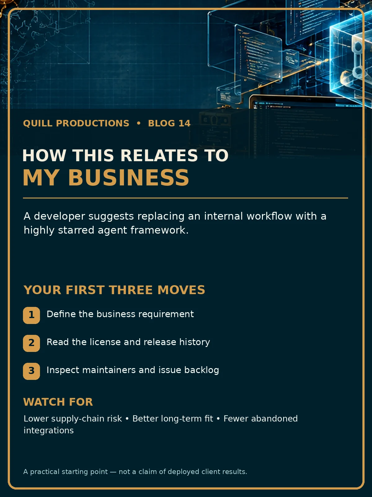 Business impact flyer for How Quill Evaluates a Trending GitHub Repo Before Adoption