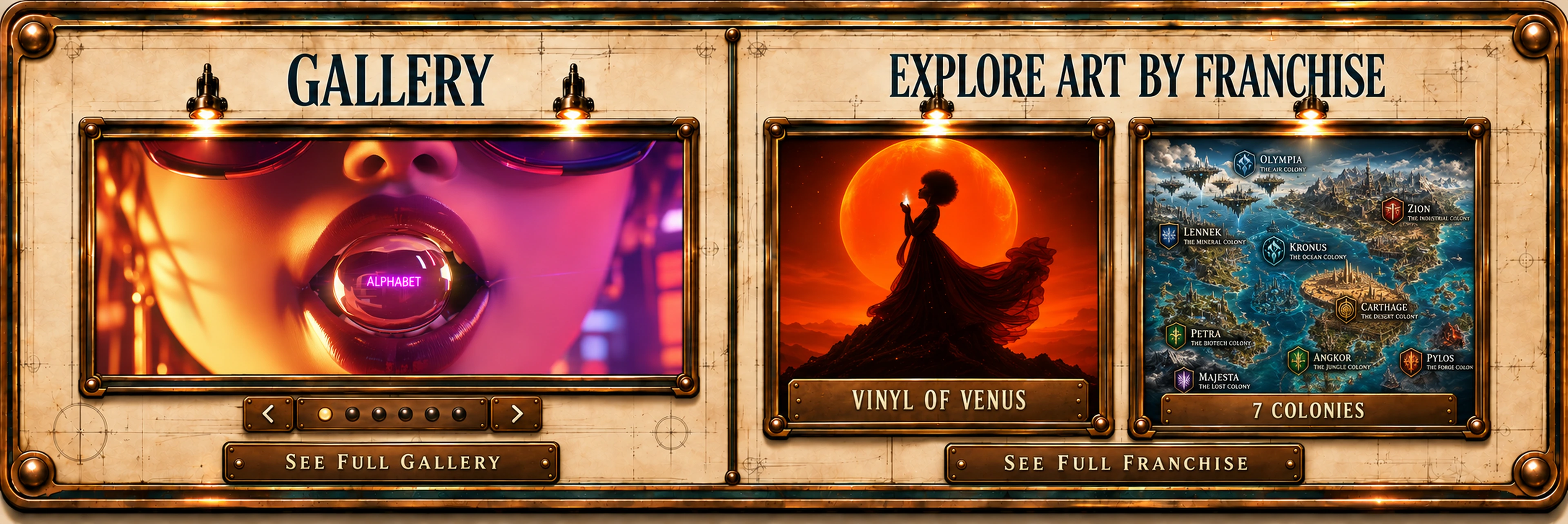 The Quill artwork catalog: Gallery, Vinyl of Venus and 7 Colonies.