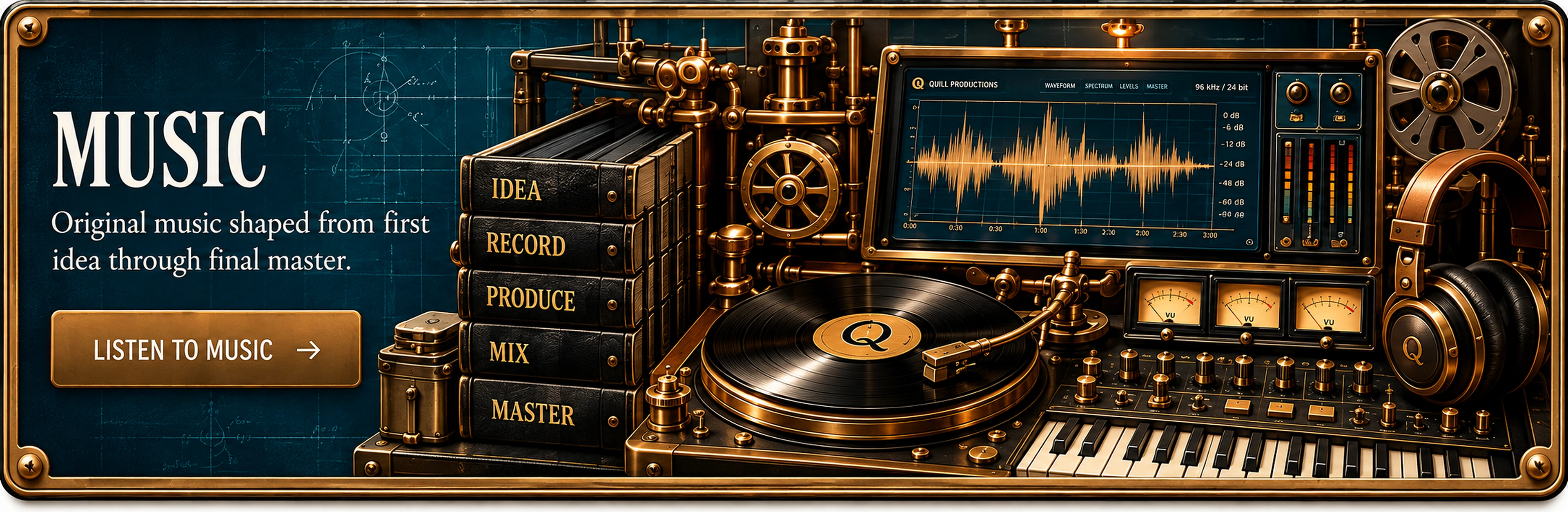 Quill Productions Music: original music shaped from first idea through final master.