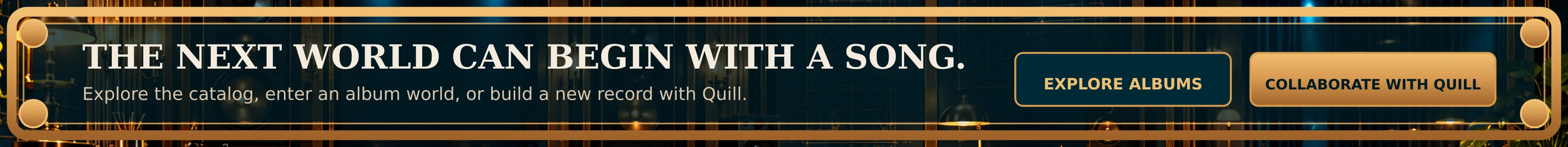The closing call to action, with Explore Albums and Collaborate With Quill.